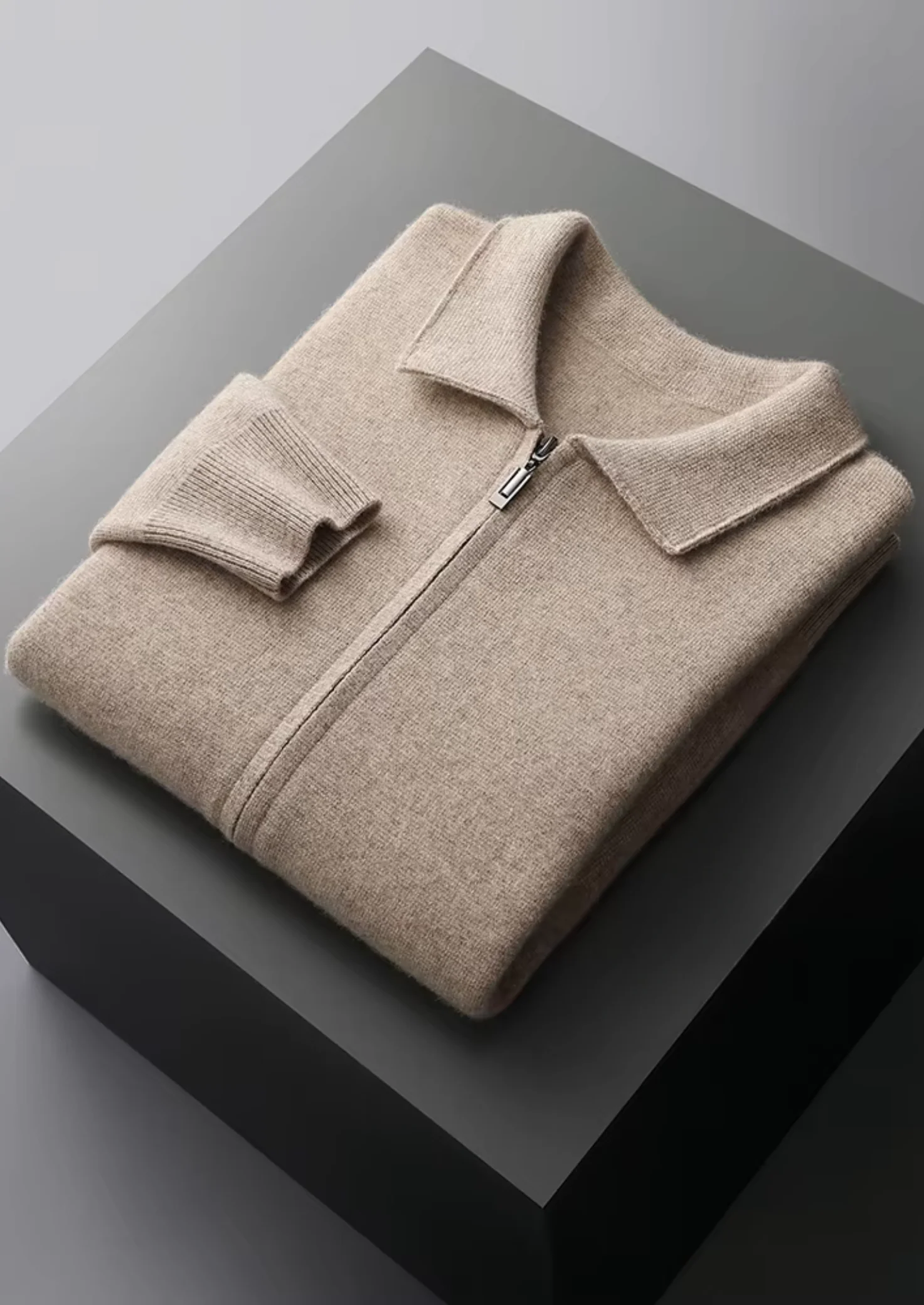 EXTRA-FINE MERINO WOOL ZIP POLO CARDIGAN - Image 6